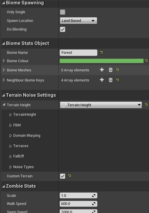 Single Biome Blueprint Settings